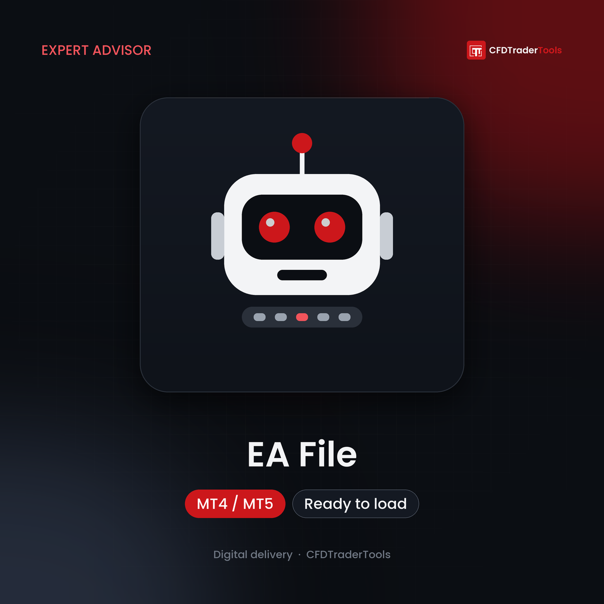 EA File (Expert Advisor) for MT4 / MT5 — CFDTraderTools product artwork with a robot icon