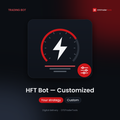 HFT Bot — Customized to your strategy — CFDTraderTools product artwork with a lightning gauge and settings icon